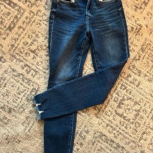 Flying Monkey skinny frayed hem- Stylish Blue Women's Jeans